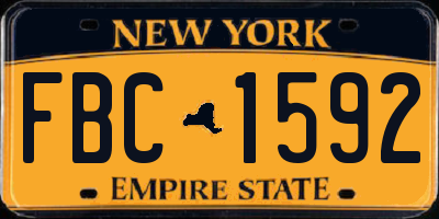 NY license plate FBC1592