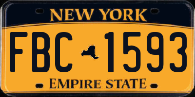 NY license plate FBC1593