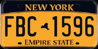 NY license plate FBC1596