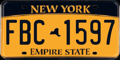 NY license plate FBC1597