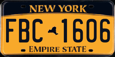 NY license plate FBC1606