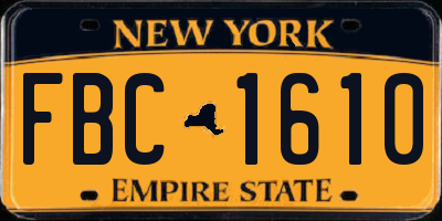 NY license plate FBC1610