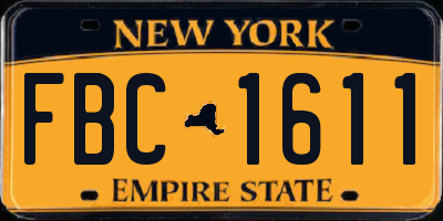 NY license plate FBC1611