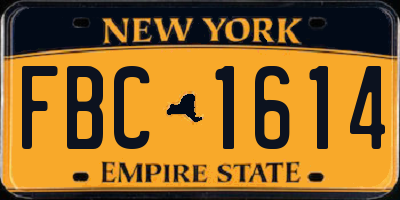NY license plate FBC1614