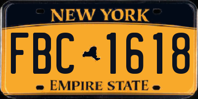 NY license plate FBC1618
