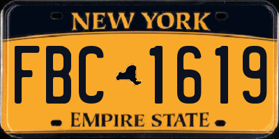 NY license plate FBC1619