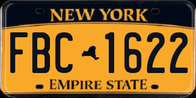 NY license plate FBC1622