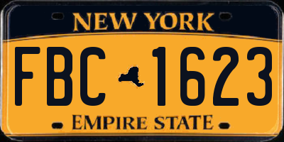 NY license plate FBC1623