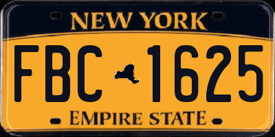 NY license plate FBC1625