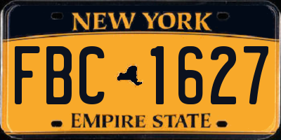 NY license plate FBC1627