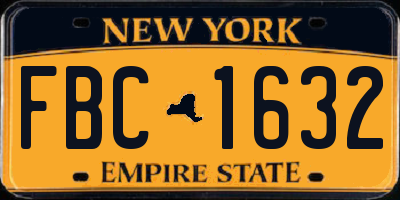 NY license plate FBC1632
