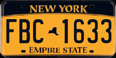 NY license plate FBC1633