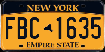 NY license plate FBC1635