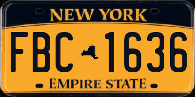 NY license plate FBC1636