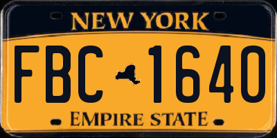 NY license plate FBC1640