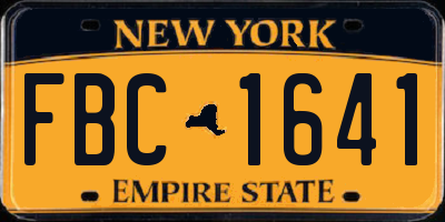 NY license plate FBC1641