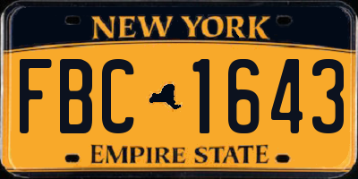 NY license plate FBC1643