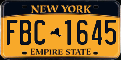NY license plate FBC1645