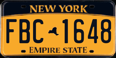 NY license plate FBC1648