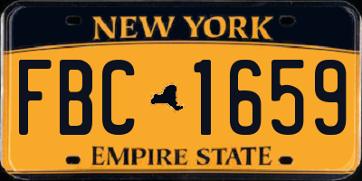 NY license plate FBC1659