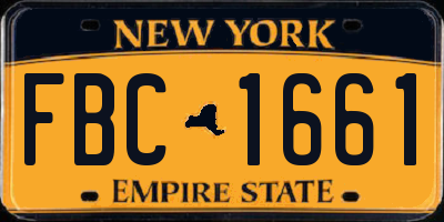NY license plate FBC1661