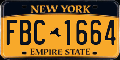 NY license plate FBC1664