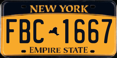 NY license plate FBC1667