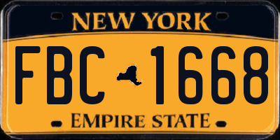 NY license plate FBC1668