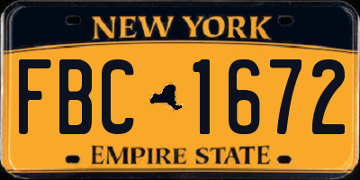 NY license plate FBC1672