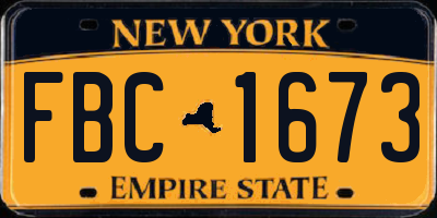 NY license plate FBC1673