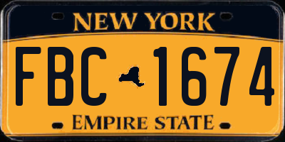NY license plate FBC1674