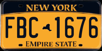 NY license plate FBC1676