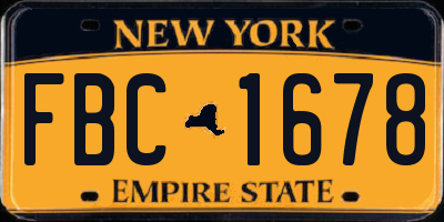 NY license plate FBC1678