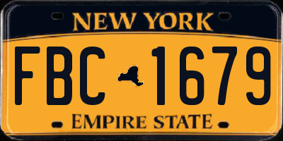 NY license plate FBC1679