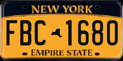 NY license plate FBC1680
