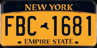 NY license plate FBC1681