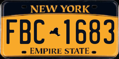 NY license plate FBC1683