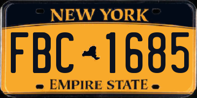 NY license plate FBC1685