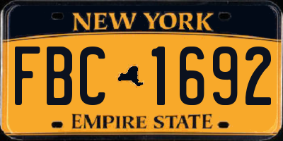 NY license plate FBC1692