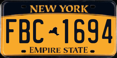 NY license plate FBC1694