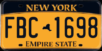 NY license plate FBC1698