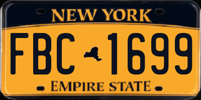 NY license plate FBC1699