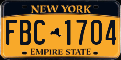 NY license plate FBC1704