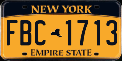 NY license plate FBC1713