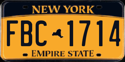 NY license plate FBC1714