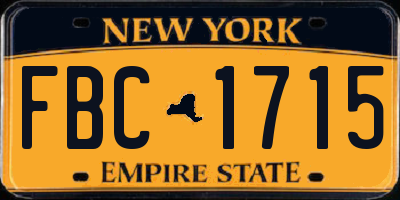 NY license plate FBC1715
