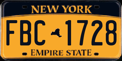 NY license plate FBC1728