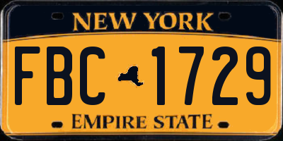 NY license plate FBC1729