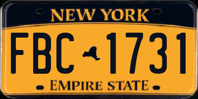 NY license plate FBC1731