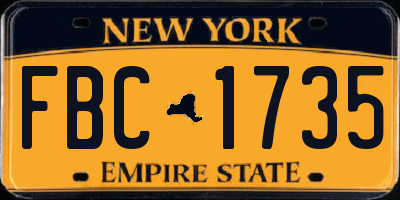 NY license plate FBC1735
